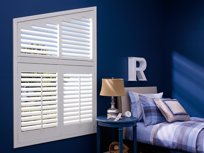 Palm Beach Polysatin Shutters  Color: White Silk